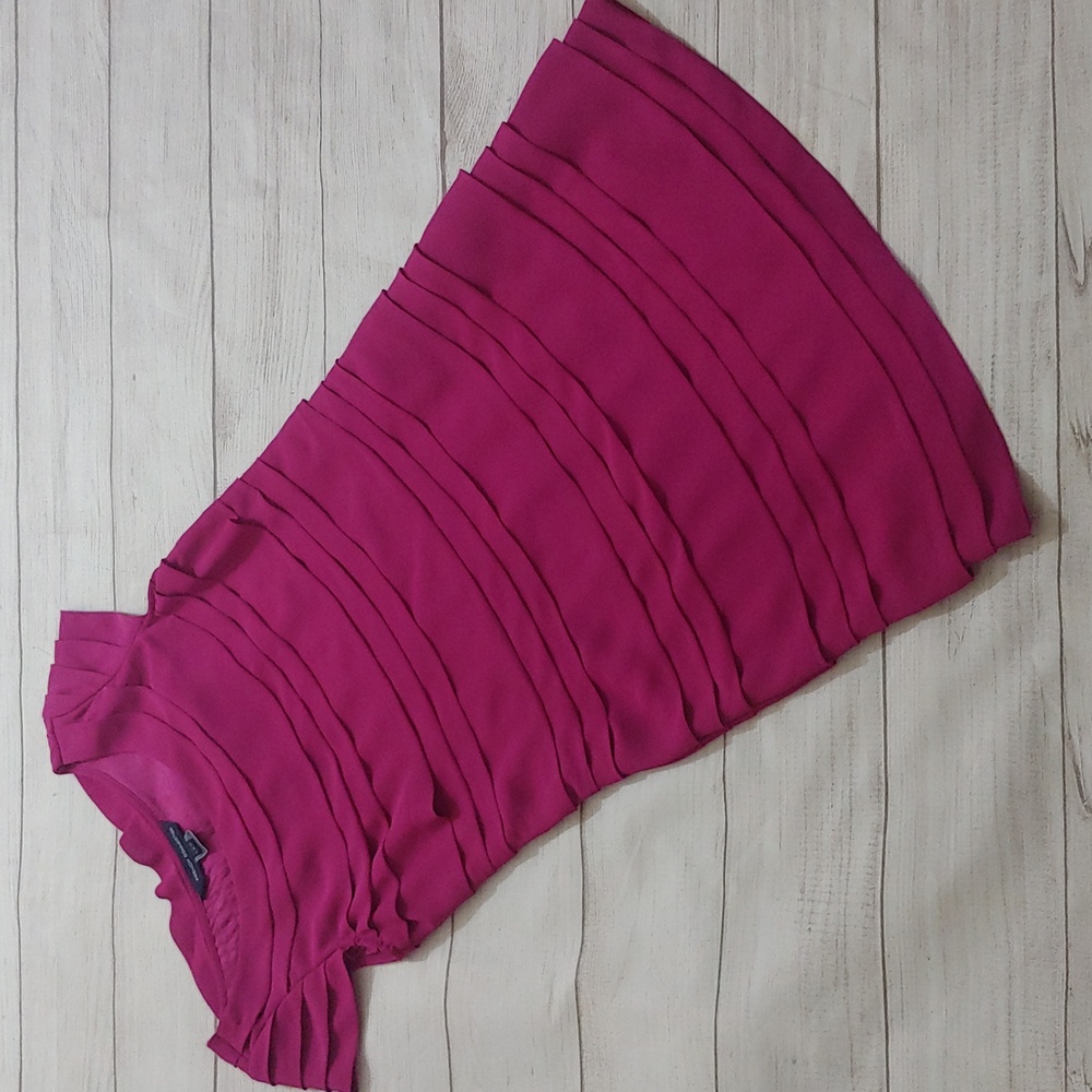 FRENCH CONNECTION FUSHIA LAYERED CHIFFON DRESS